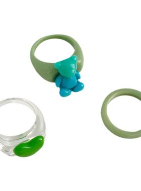 可爱小熊爱心戒指女小众设计