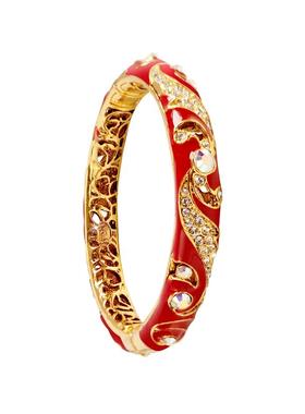 颜淡中式镶钻国风景泰蓝手镯镀金