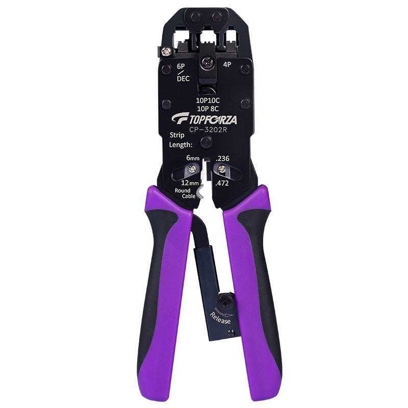 拓伏锐进口网线钳AMP专业三口网络棘轮压接 安普水晶头网络压线钳