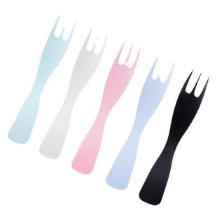 一次性叉子蛋糕甜品水果叉彩色长柄勺独立包装散装波浪形三齿叉