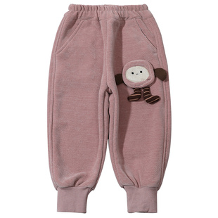 女童加绒加厚裤洋气秋冬宝宝一体绒羊羔绒卫裤儿童冬季厚绒休闲裤