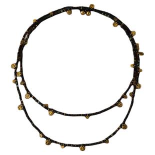 DINN DINN DESIGN度假系列黑玛瑙金属圆片串珠拼接项链锁骨链精致