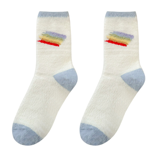 毛茸茸厚袜子秋冬季水貂绒可爱小狗居家保暖加厚睡眠地板袜月子袜