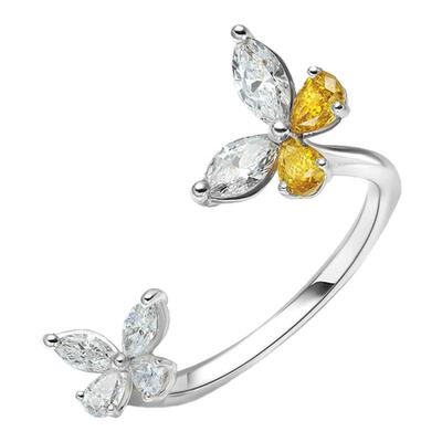 Flourishan/富煜钻双翼翩翩钻石戒指14k金戒指培育钻石生日礼物