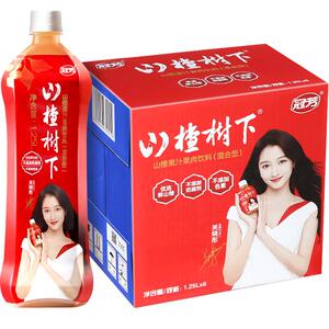 冠芳山楂树下官方旗舰店大瓶山楂汁饮料整箱1.25L*6婚宴聚会饮品