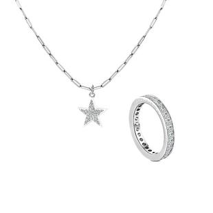 意大利OG满天星戒指男女ins星星月亮回形针项链套装情人节礼物