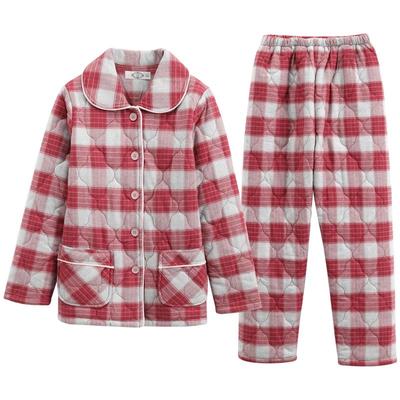 美标三层加厚夹棉睡衣套装