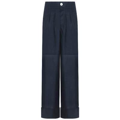 COCOBELLA莱赛尔打褶阔腿西裤