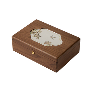 梵瀚 实木带锁首饰盒新中式古风结婚新年礼物黄金手饰品收纳盒