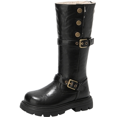 女童宝宝两穿长筒靴】加绒加厚