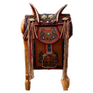 蒙古仿真马鞍子摆件吉祥红马鞍工艺品仿古鎏金红马鞍蒙古包装饰鞍
