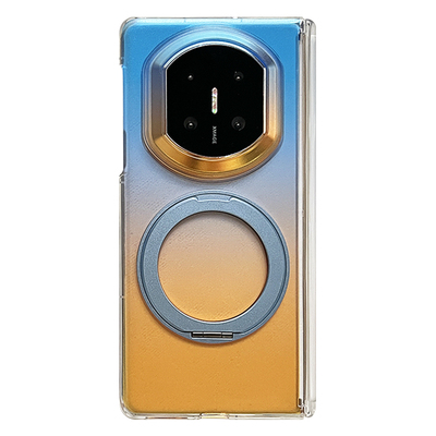 轻调 蓝橙渐变双中轴360旋转支架适用于华为Mate X7典藏版手机壳新款折叠屏Mate X6/X5/X3全包翻盖防摔保护套