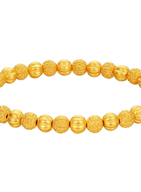 六桂福珠宝核桃转运珠纯银diy手串S925银黄金色男女手饰新年礼物