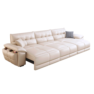 电动沙发功能真皮客厅可调节伸缩可趟可睡新款直排三人位一体两用