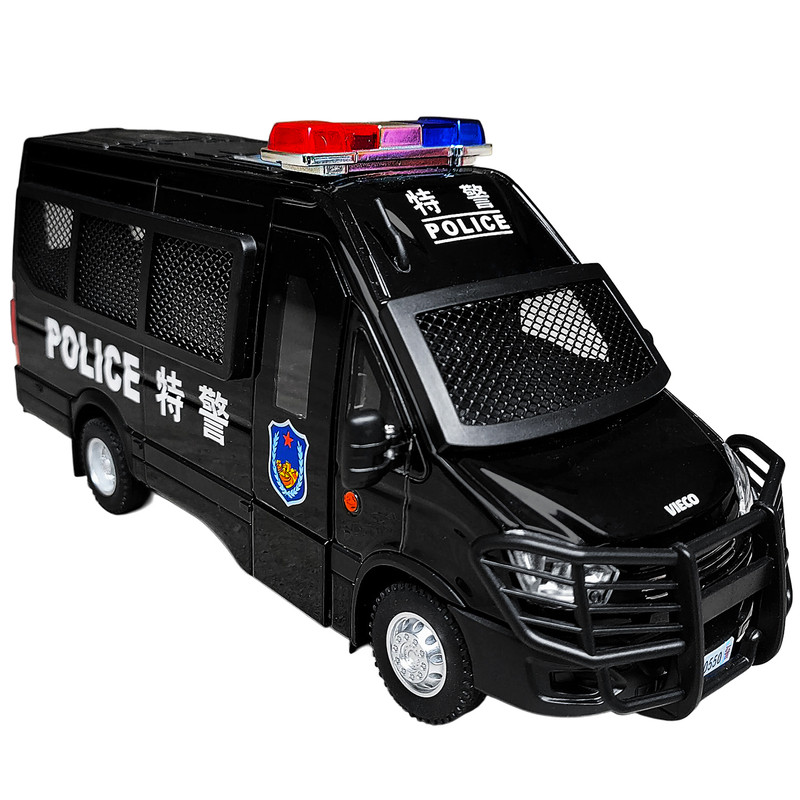 防爆特警车合金依维柯巡逻车玩具