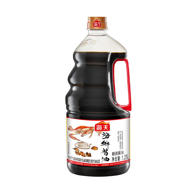 海天海鲜酱油1.28L大瓶家用生抽调味品凉拌提鲜点蘸海鲜酿造酱油