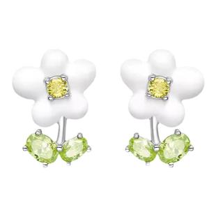 何方HEFANG珠宝奶油小花花耳钉女周雨彤同款可爱轻奢小众耳环