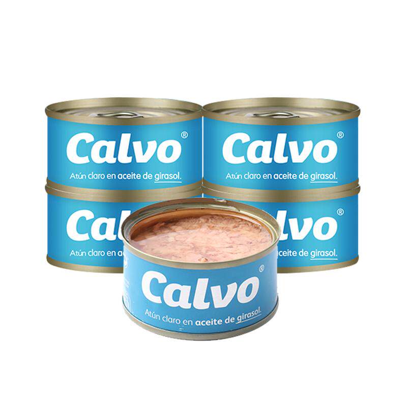 Calvo凯芙西班牙进口葵花籽油浸即食金枪鱼罐头4*80g沙拉三明治