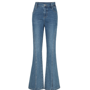 H·GENTEEL荷高女装经典的微弹微喇开叉腰间漏洞修身牛仔裤