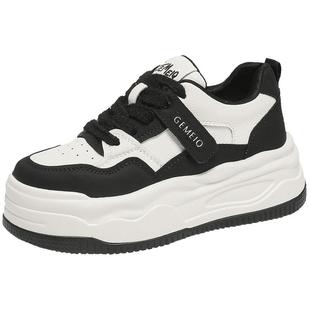 戈美其厚底小白鞋女款舒适春季新款复古系带板鞋学院风休闲运动鞋