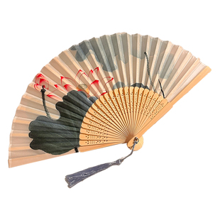新中式古风折叠小扇子女夏天随身便携竹扇汉服旗袍马面裙舞蹈折扇