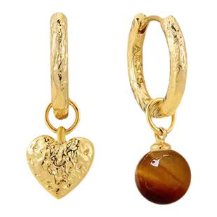 卡洛美心眸双生耳环女不对称虎眼石爱心耳环高级感耳扣秋冬款耳饰