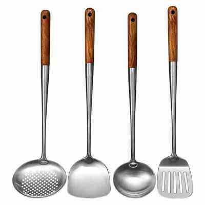 Long Handle Stainless Steel Wok Spatula Kitchen Slotted Turn