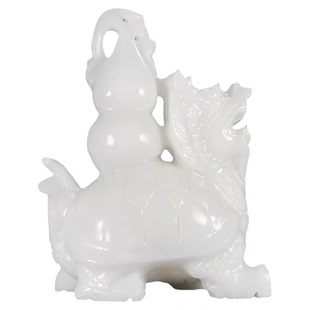 天然玉石白玉葫芦龙龟摆件福禄寿家居客厅店铺开业乔迁新居装饰品