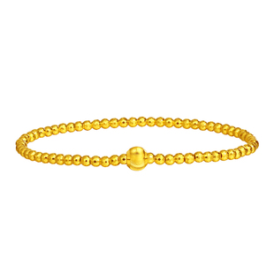 老克勒黄金硬金猫眼珠手链足金999小金珠蹦迪珠手串金珠子配件女