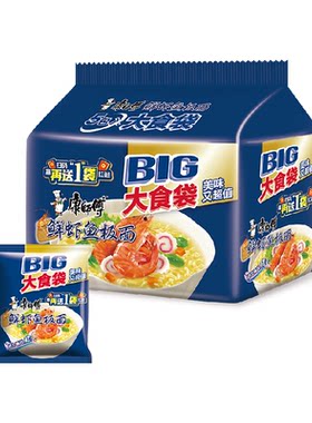 康师傅鲜虾鱼板面Q弹139g*5袋