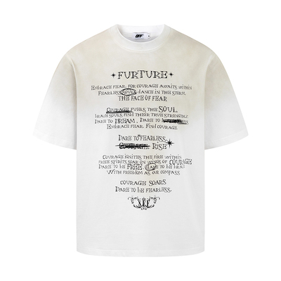 8FF/25SS 弹幕海报vintage印花水洗做旧泥染透气短袖T恤男女夏季