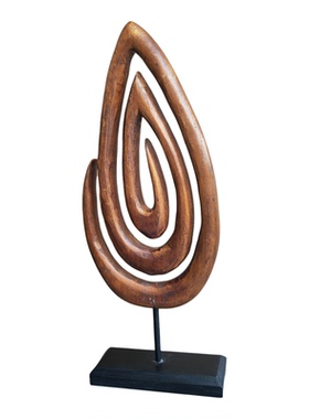 复古抽象木雕水滴摆件现代简约艺术雕塑酒店客厅书房玄关桌面装饰