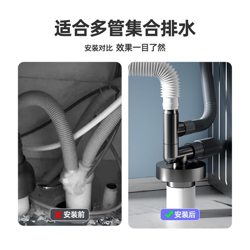 洗衣机排水管接头三通防臭塞道臭洗手盆下水管神器返密封圈防厨房