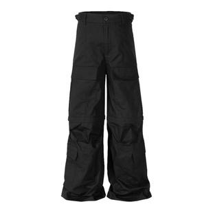 巴黎风格Flared Cargo多口袋·TS多口袋微喇叭宽松潮牌工装长裤子