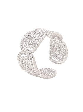 【2026新款】莓拉麻花旋纹设计戒指轻奢小众开口戒银色叠戴宽戒