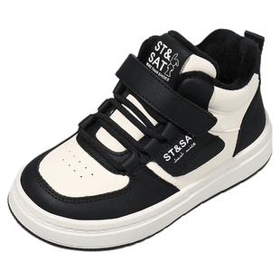 星期六童鞋儿童加绒板鞋女童冬季学生时尚保暖中帮舒适休闲小白鞋