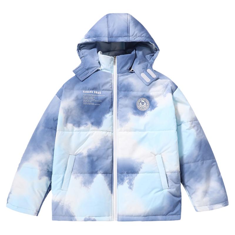 棉衣新款渐变涂鸦棉服情侣外套