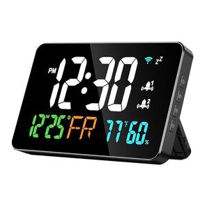 wifi自动对时客厅电子钟挂墙桌面摆件数字钟表温湿度时间显示日历