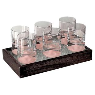 粉色山脉玻璃白酒杯套装家用酒具一口杯轻奢高档二两小酒杯烈酒杯