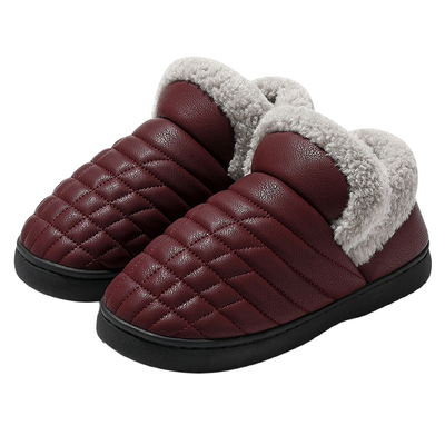 老人专用防滑棉鞋皮革防水防风