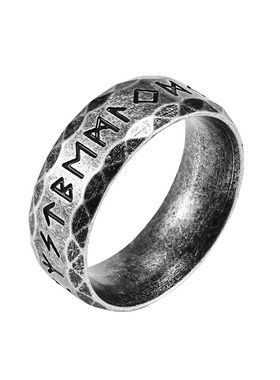 卢恩文复古做旧钛钢戒指