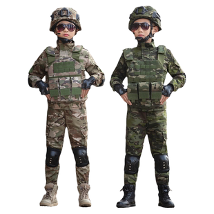 户外儿童长袖迷彩服套装男童夏令营特种兵军训演出服女孩生日礼物