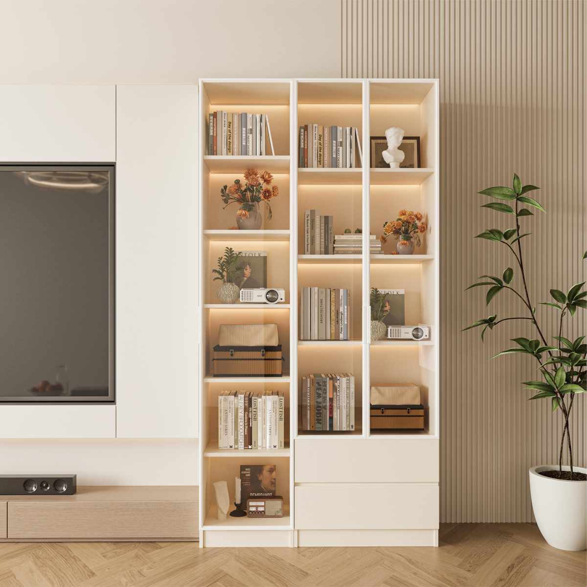 客厅电视柜侧边立柜储物柜带门木柜置物柜展示柜窄高柜单柜木柜