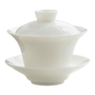 羊脂玉瓷三才盖碗敬茶碗德化白瓷茶具陶瓷泡茶碗支持logo图案定制