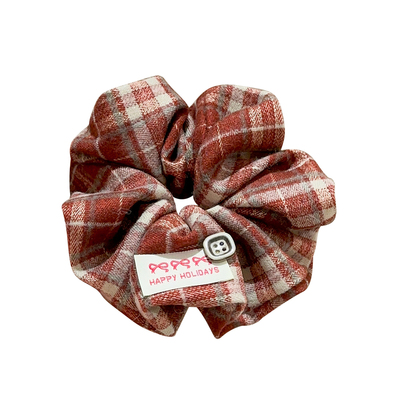 韩系学院风毛呢格子大肠发圈