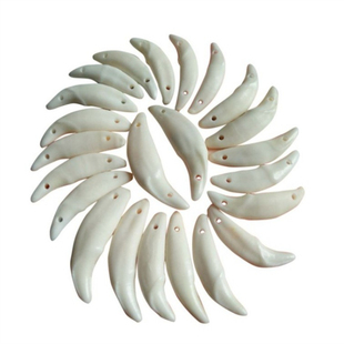 真黑狗牙漂白单双孔编宝宝儿童手链别针吊坠手工diy饰品配件犬齿