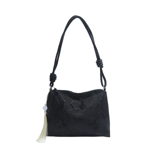 复古新中式水桶包女2025新款时尚洋气百搭蝴蝶国风流苏单肩通勤包