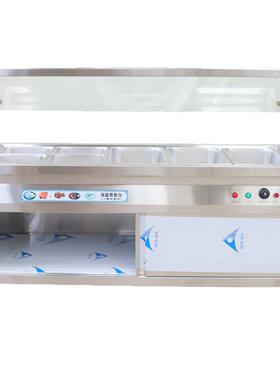 四格不锈钢商用保温台 电加热带玻璃保温售饭台 商用移动快餐车