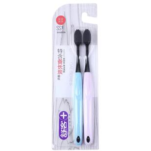 舒客舒克炭丝能量牙刷软毛成人款小头家用竹炭美牙齿白男女家庭装