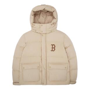 MLB官方 男女纯色连帽羽绒服休闲保暖外套大口袋秋冬新款DJEC4